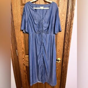 Blue Button-Down Denim Dress